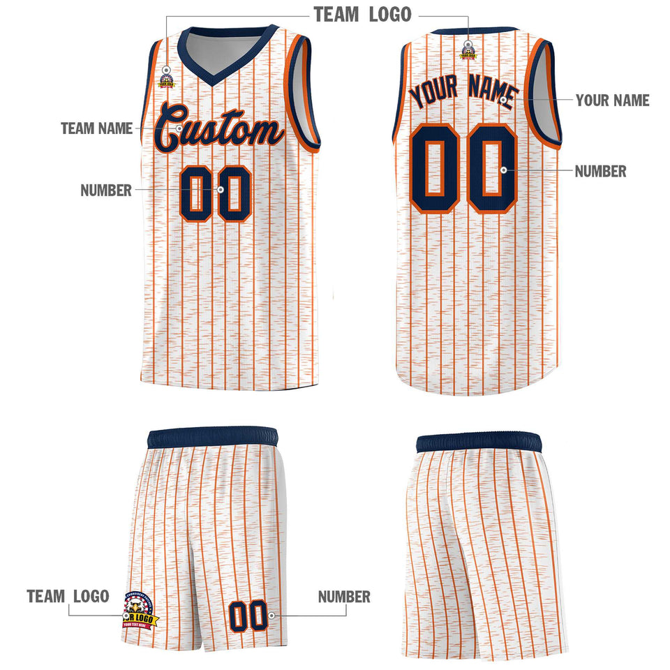 Custom White Custom Gray Pinstripe Retro Sets Uniform Basketball Jersey