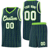 Custom Navy Custom Gray Pinstripe Retro Sets Uniform Basketball Jersey