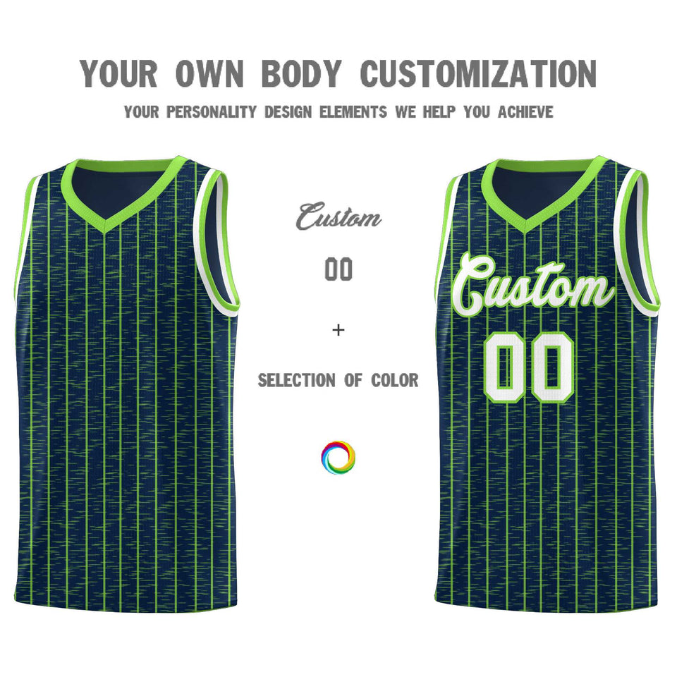 Custom Navy Custom Gray Pinstripe Retro Sets Uniform Basketball Jersey