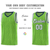 Custom Fluorescent Green Custom Gray Pinstripe Retro Sets Uniform Basketball Jersey