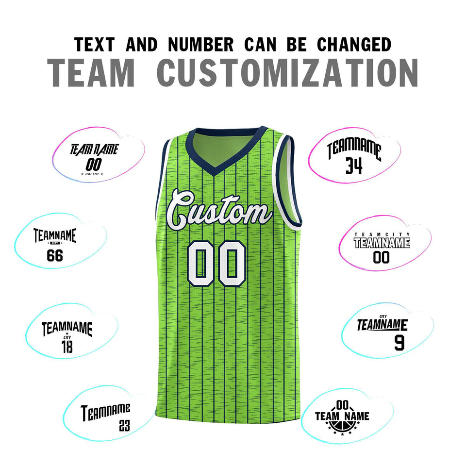 Custom Fluorescent Green Custom Gray Pinstripe Retro Sets Uniform Basketball Jersey
