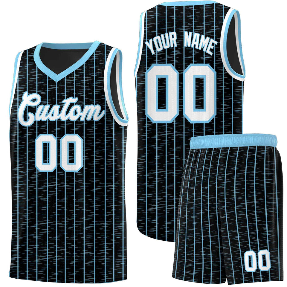 Custom Black Custom Gray Pinstripe Retro Sets Uniform Basketball Jersey