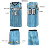 Custom Light Blue Custom Gray Pinstripe Retro Sets Uniform Basketball Jersey