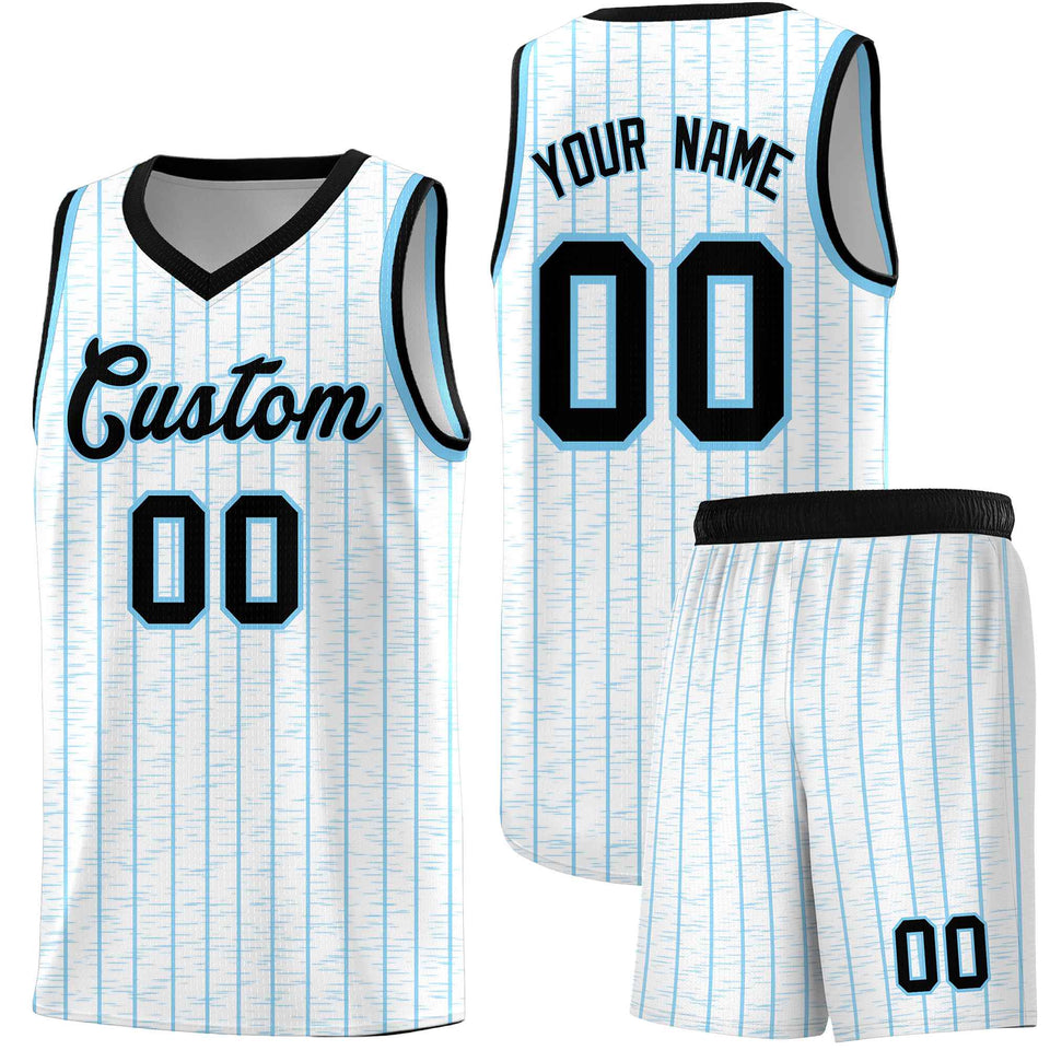 Custom White Custom Gray Pinstripe Retro Sets Uniform Basketball Jersey