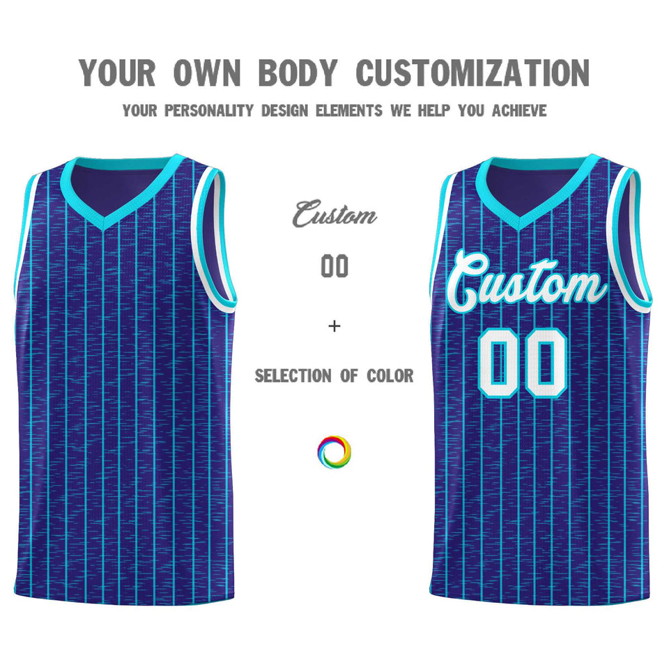 Custom Royal Custom Gray Pinstripe Retro Sets Uniform Basketball Jersey