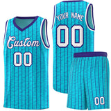 Custom Sky Blue Custom Gray Pinstripe Retro Sets Uniform Basketball Jersey