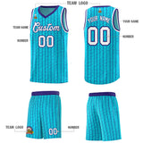 Custom Sky Blue Custom Gray Pinstripe Retro Sets Uniform Basketball Jersey
