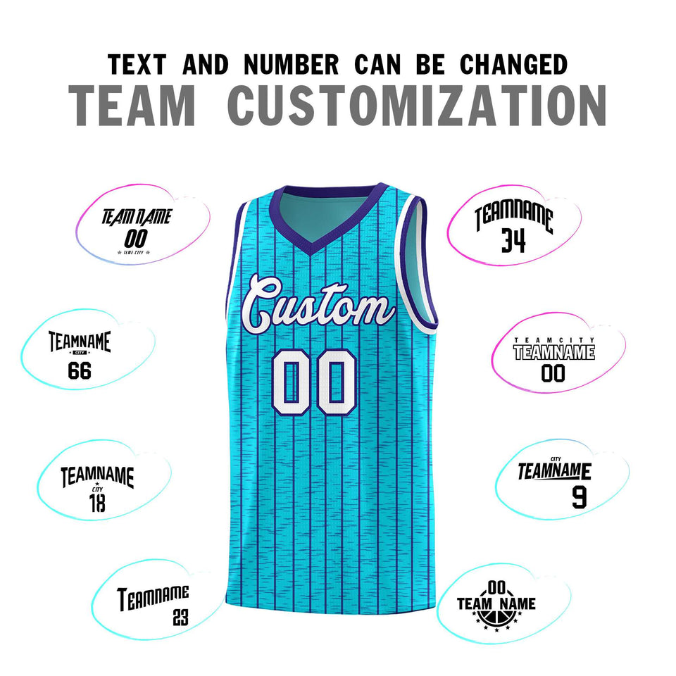 Custom Sky Blue Custom Gray Pinstripe Retro Sets Uniform Basketball Jersey