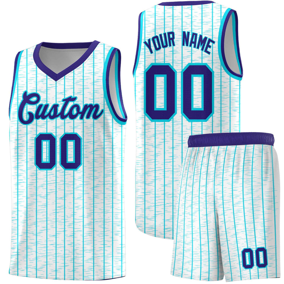 Custom White Custom Gray Pinstripe Retro Sets Uniform Basketball Jersey
