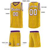 Custom Gold Custom Gray Pinstripe Retro Sets Uniform Basketball Jersey
