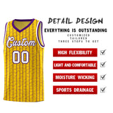 Custom Gold Custom Gray Pinstripe Retro Sets Uniform Basketball Jersey