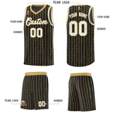 Custom Black Custom Gray Pinstripe Retro Sets Uniform Basketball Jersey