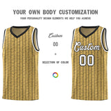 Custom Old Gold Custom Gray Pinstripe Retro Sets Uniform Basketball Jersey