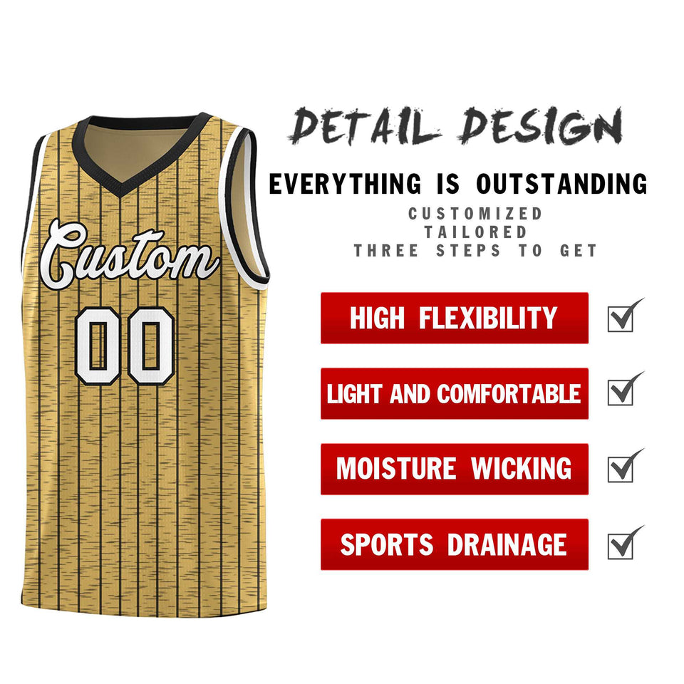 Custom Old Gold Custom Gray Pinstripe Retro Sets Uniform Basketball Jersey