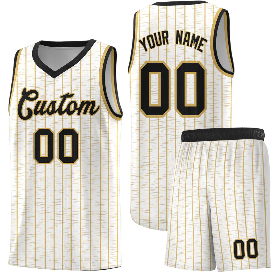 Custom White Custom Gray Pinstripe Retro Sets Uniform Basketball Jersey