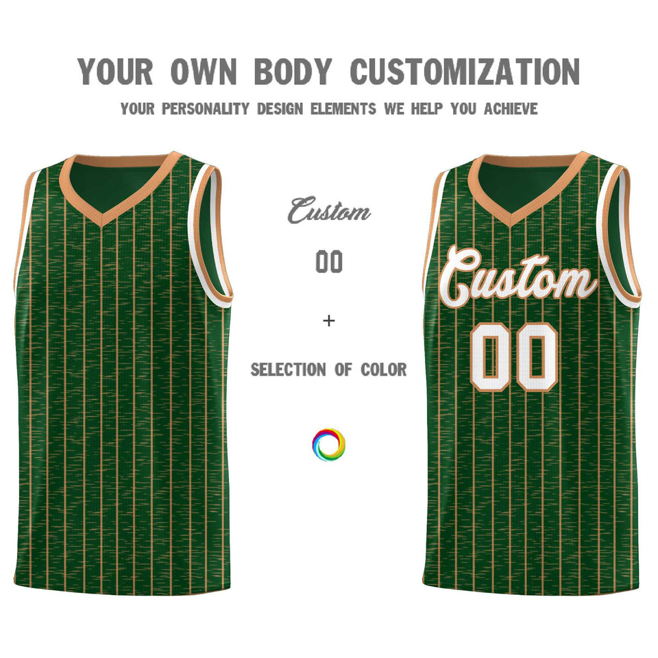 Custom Green Custom Gray Pinstripe Retro Sets Uniform Basketball Jersey