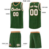 Custom Green Custom Gray Pinstripe Retro Sets Uniform Basketball Jersey