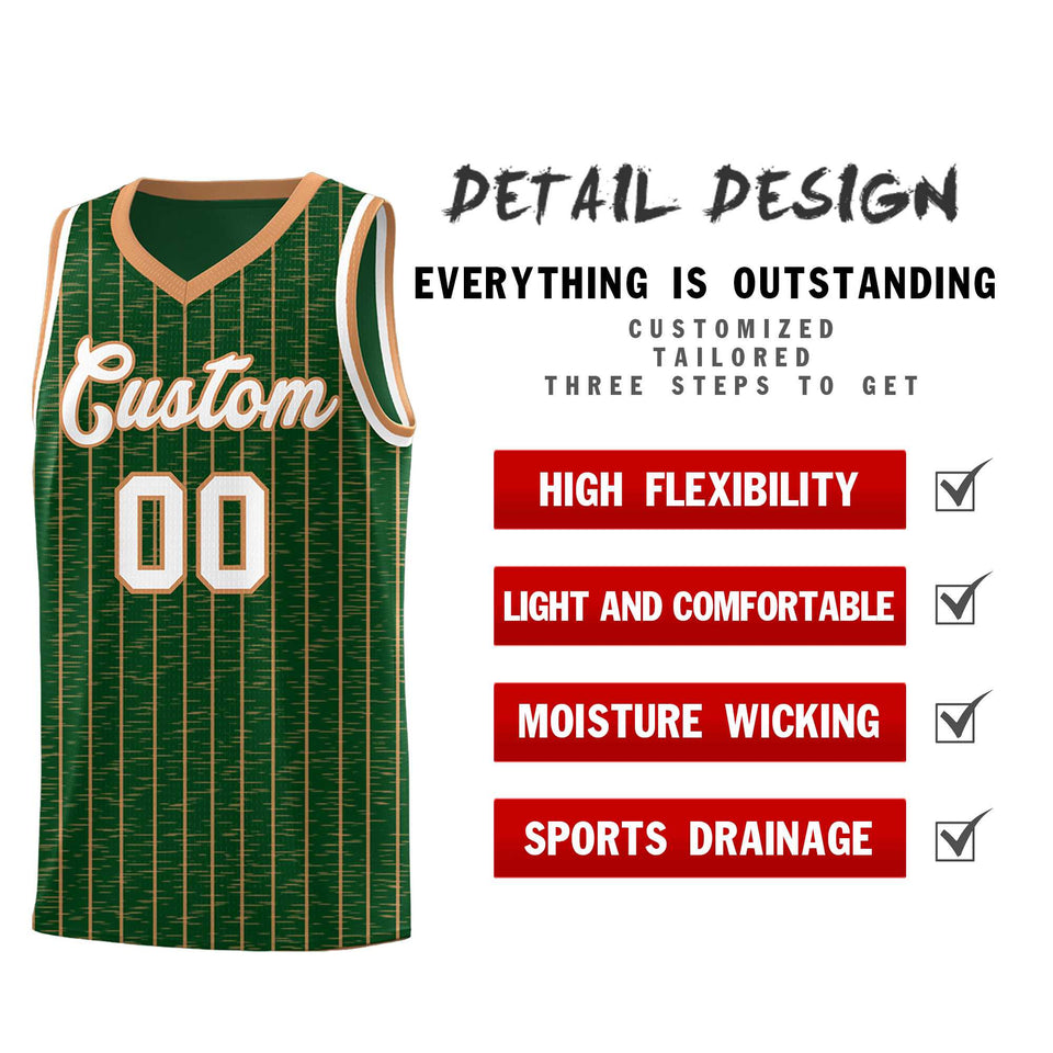 Custom Green Custom Gray Pinstripe Retro Sets Uniform Basketball Jersey