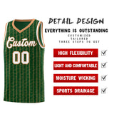 Custom Green Custom Gray Pinstripe Retro Sets Uniform Basketball Jersey