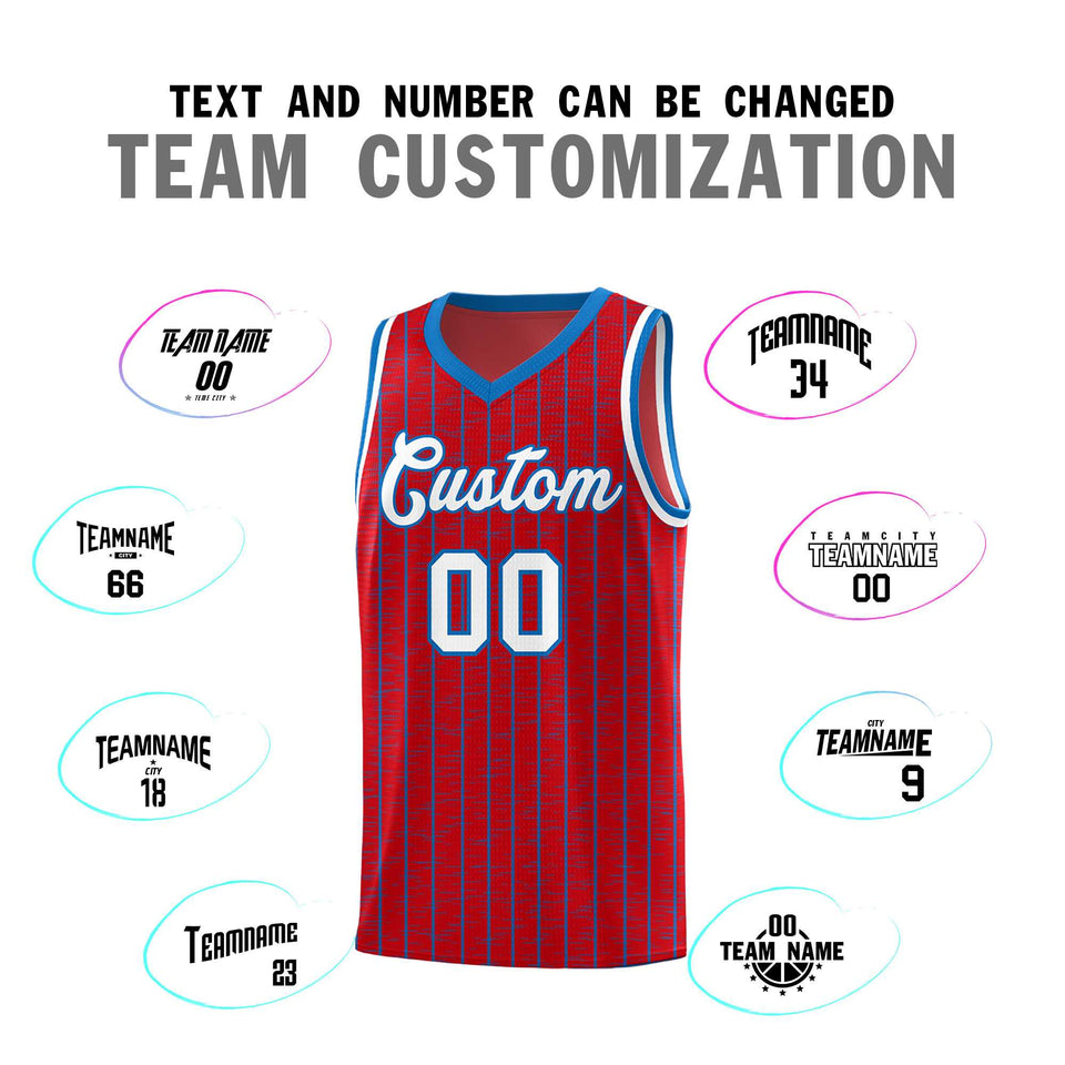 Custom Red Custom Gray Pinstripe Retro Sets Uniform Basketball Jersey