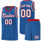 Custom Royal Custom Gray Pinstripe Retro Sets Uniform Basketball Jersey