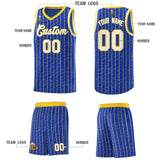 Custom Royal Blue Custom Gray Pinstripe Retro Sets Uniform Basketball Jersey