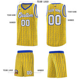 Custom Gold Custom Gray Pinstripe Retro Sets Uniform Basketball Jersey