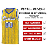 Custom Gold Custom Gray Pinstripe Retro Sets Uniform Basketball Jersey