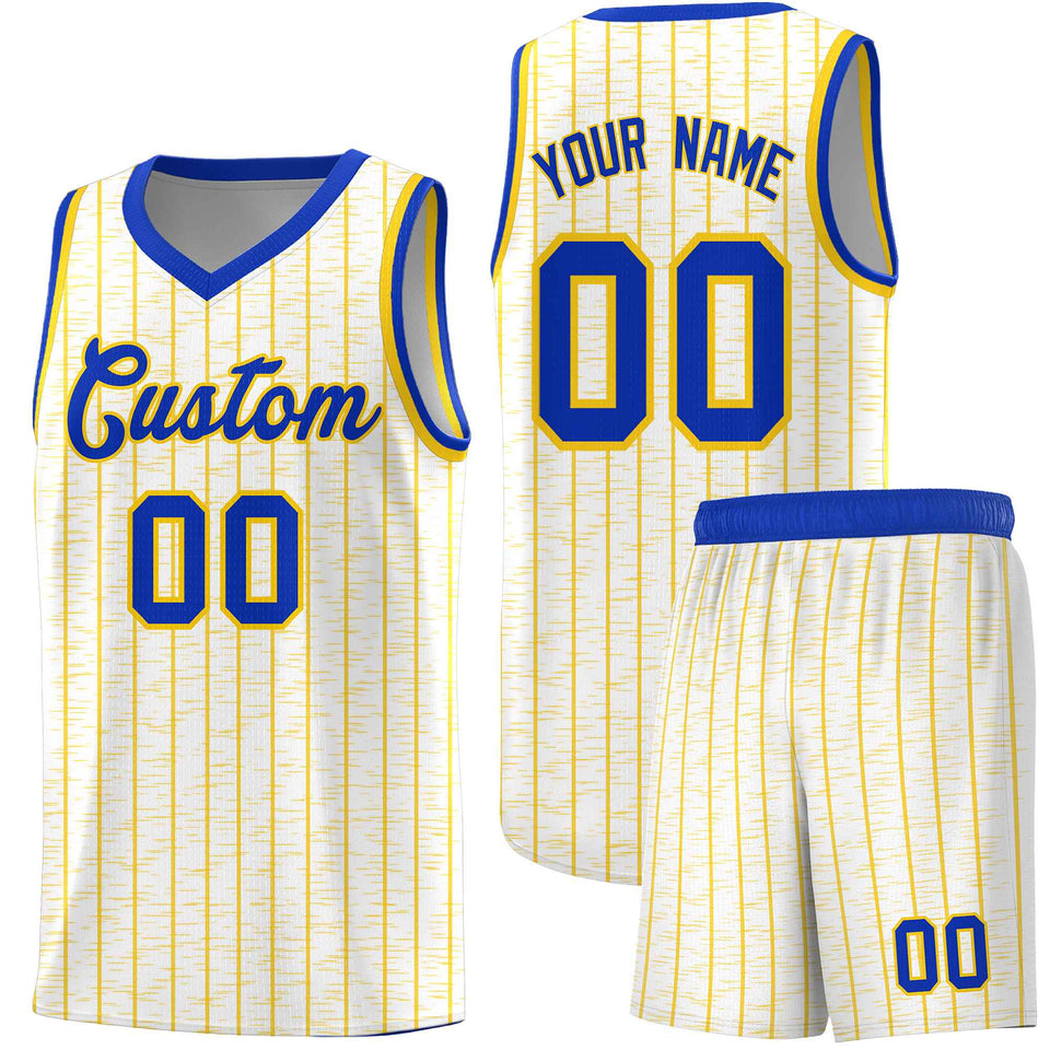 Custom White Custom Gray Pinstripe Retro Sets Uniform Basketball Jersey