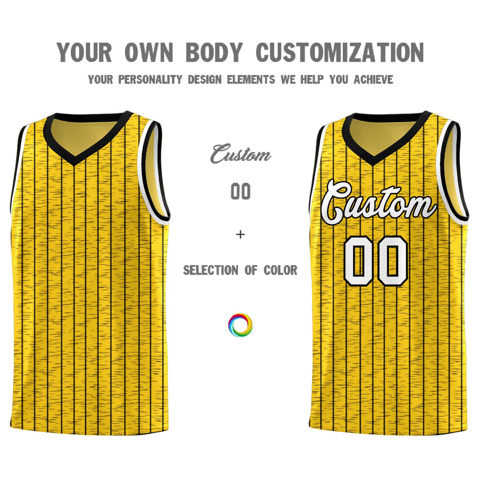 Custom Gold Custom Gray Pinstripe Retro Sets Uniform Basketball Jersey