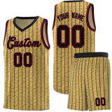 Custom Old Gold Custom Gray Pinstripe Retro Sets Uniform Basketball Jersey