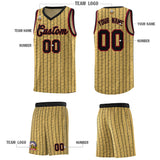Custom Old Gold Custom Gray Pinstripe Retro Sets Uniform Basketball Jersey