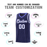Custom Navy Custom Gray Pinstripe Retro Sets Uniform Basketball Jersey