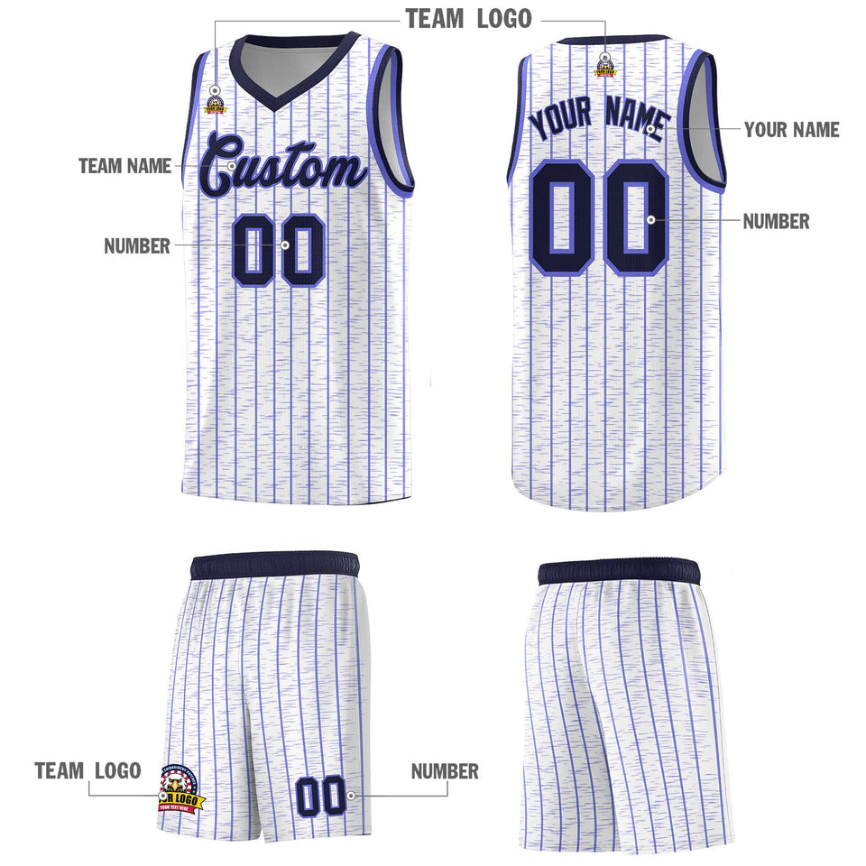 Custom White Custom Gray Pinstripe Retro Sets Uniform Basketball Jersey