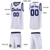 Custom White Custom Gray Pinstripe Retro Sets Uniform Basketball Jersey
