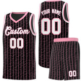 Custom Black Custom Gray Pinstripe Retro Sets Uniform Basketball Jersey