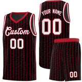 Custom Black Custom Gray Pinstripe Retro Sets Uniform Basketball Jersey