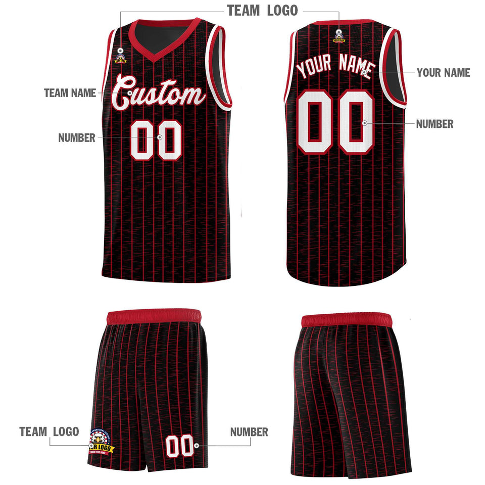 Custom Black Custom Gray Pinstripe Retro Sets Uniform Basketball Jersey