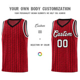 Custom Red Custom Gray Pinstripe Retro Sets Uniform Basketball Jersey
