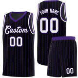 Custom Black Custom Gray Pinstripe Retro Sets Uniform Basketball Jersey