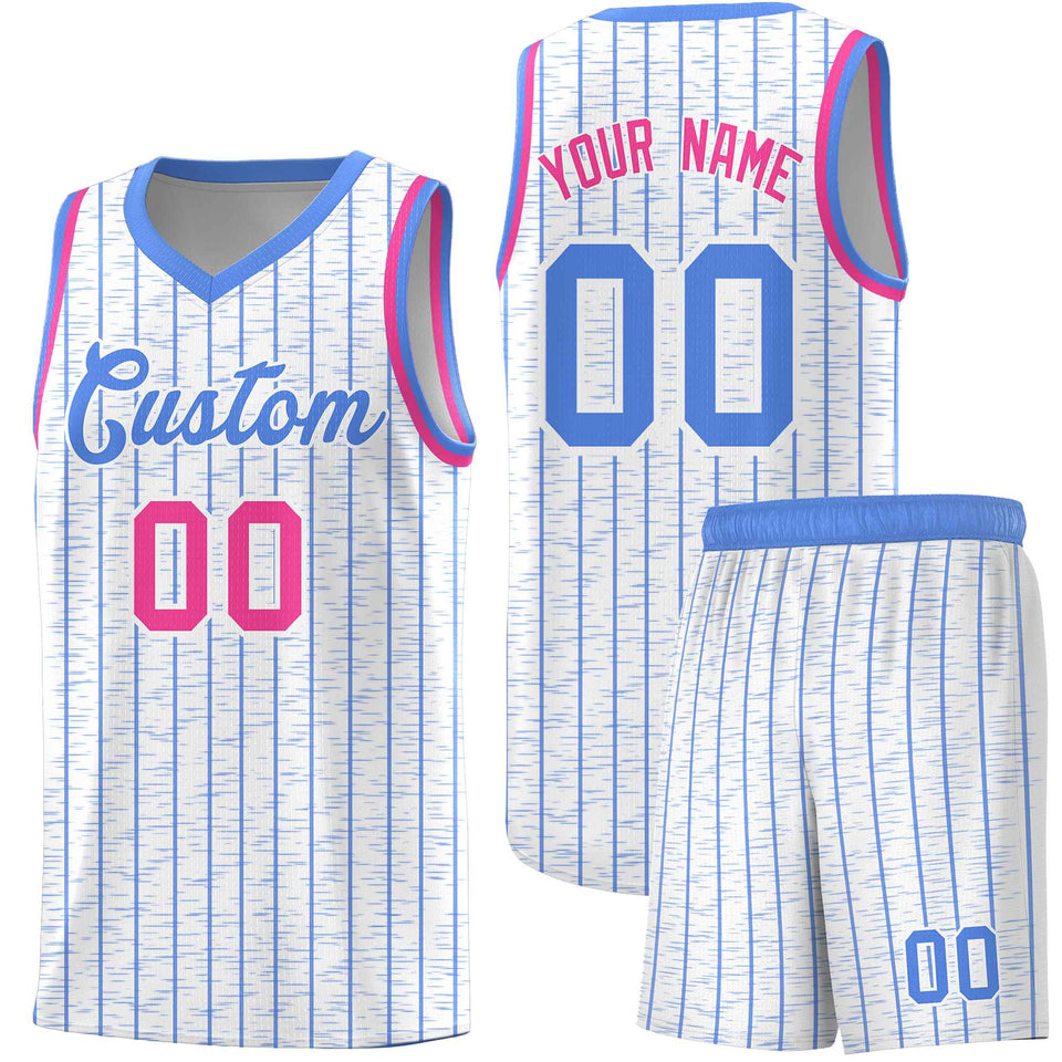 Custom White Custom Gray Pinstripe Retro Sets Uniform Basketball Jersey