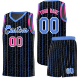Custom Black Custom Gray Pinstripe Retro Sets Uniform Basketball Jersey