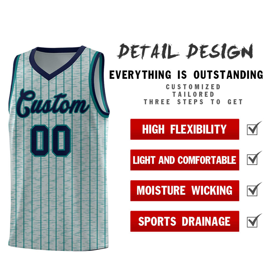 Custom Gray Custom Gray Pinstripe Retro Sets Uniform Basketball Jersey