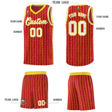 Custom Red Custom Gray Pinstripe Retro Sets Uniform Basketball Jersey