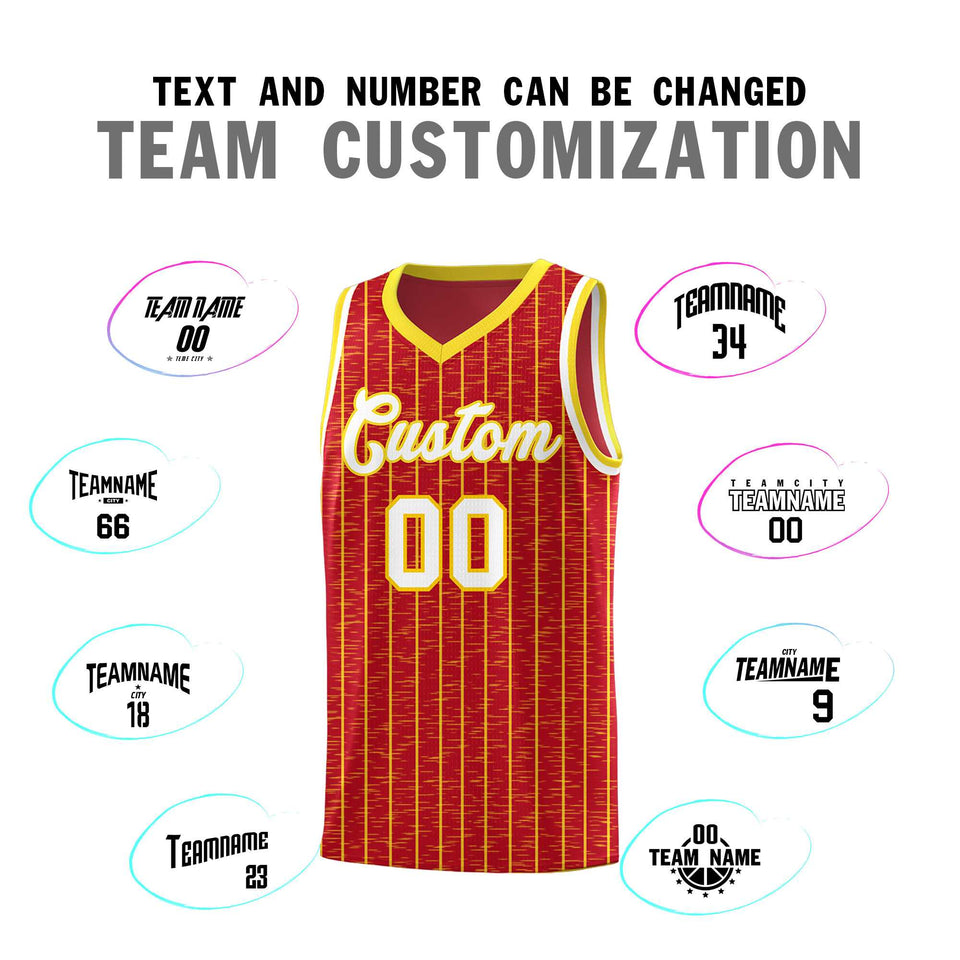 Custom Red Custom Gray Pinstripe Retro Sets Uniform Basketball Jersey