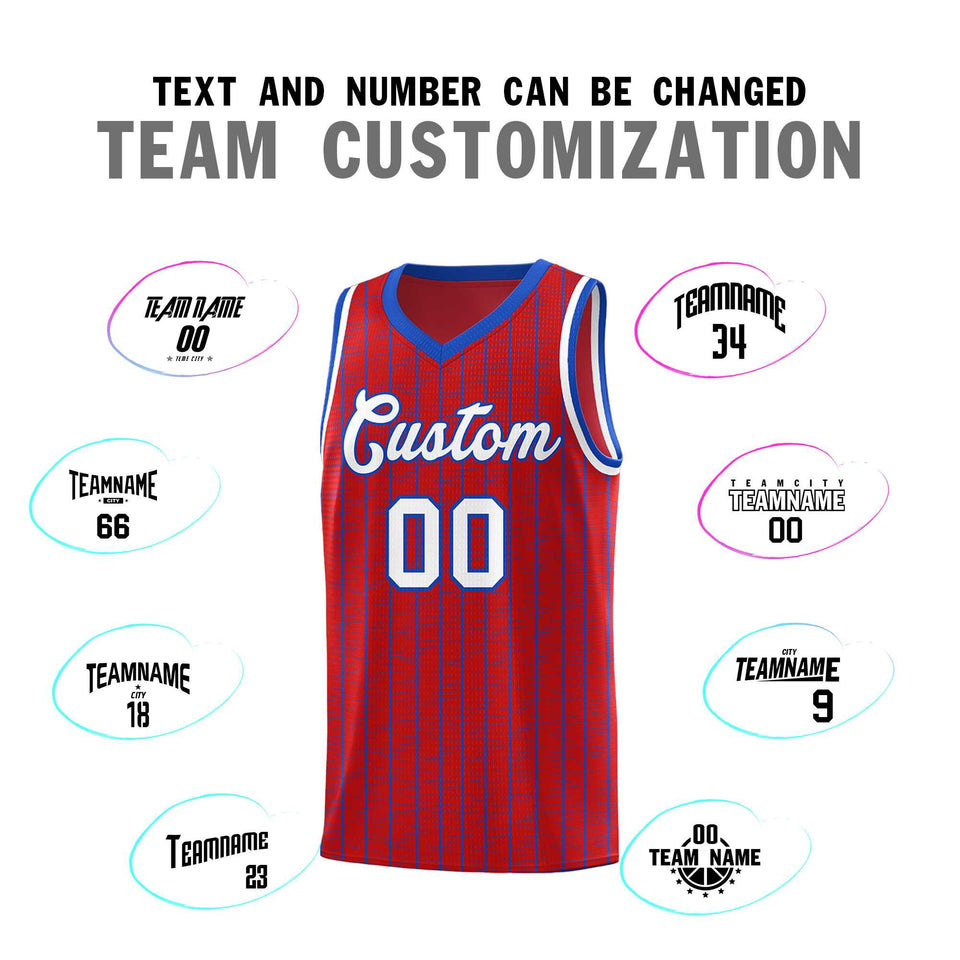 Custom Red Custom Gray Pinstripe Retro Sets Uniform Basketball Jersey