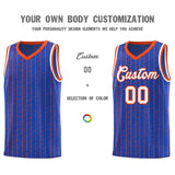 Custom Royal Blue Custom Gray Pinstripe Retro Sets Uniform Basketball Jersey