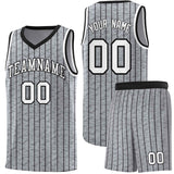 Custom Gray Custom Gray Pinstripe Retro Sets Uniform Basketball Jersey