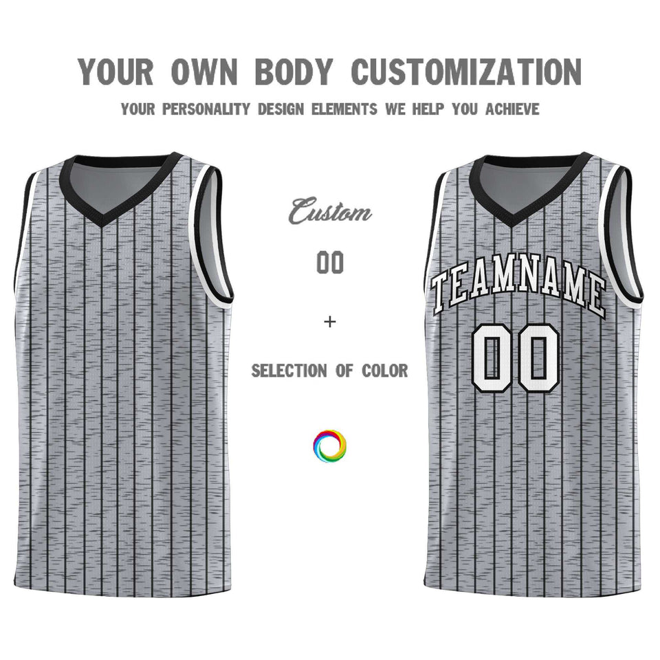 Custom Gray Custom Gray Pinstripe Retro Sets Uniform Basketball Jersey