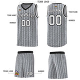 Custom Gray Custom Gray Pinstripe Retro Sets Uniform Basketball Jersey